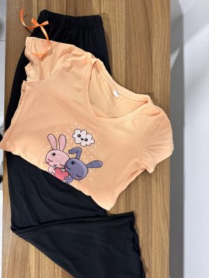 Pijama de pantalon con estampado - naranja
