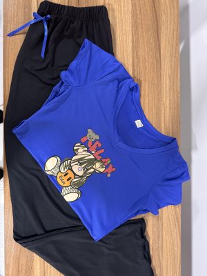 Pijama pantalon con blusa azul