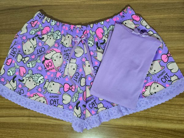 Pijama de short gato