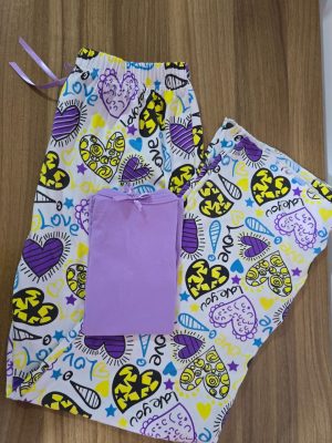 Pijama de pantalón love morada