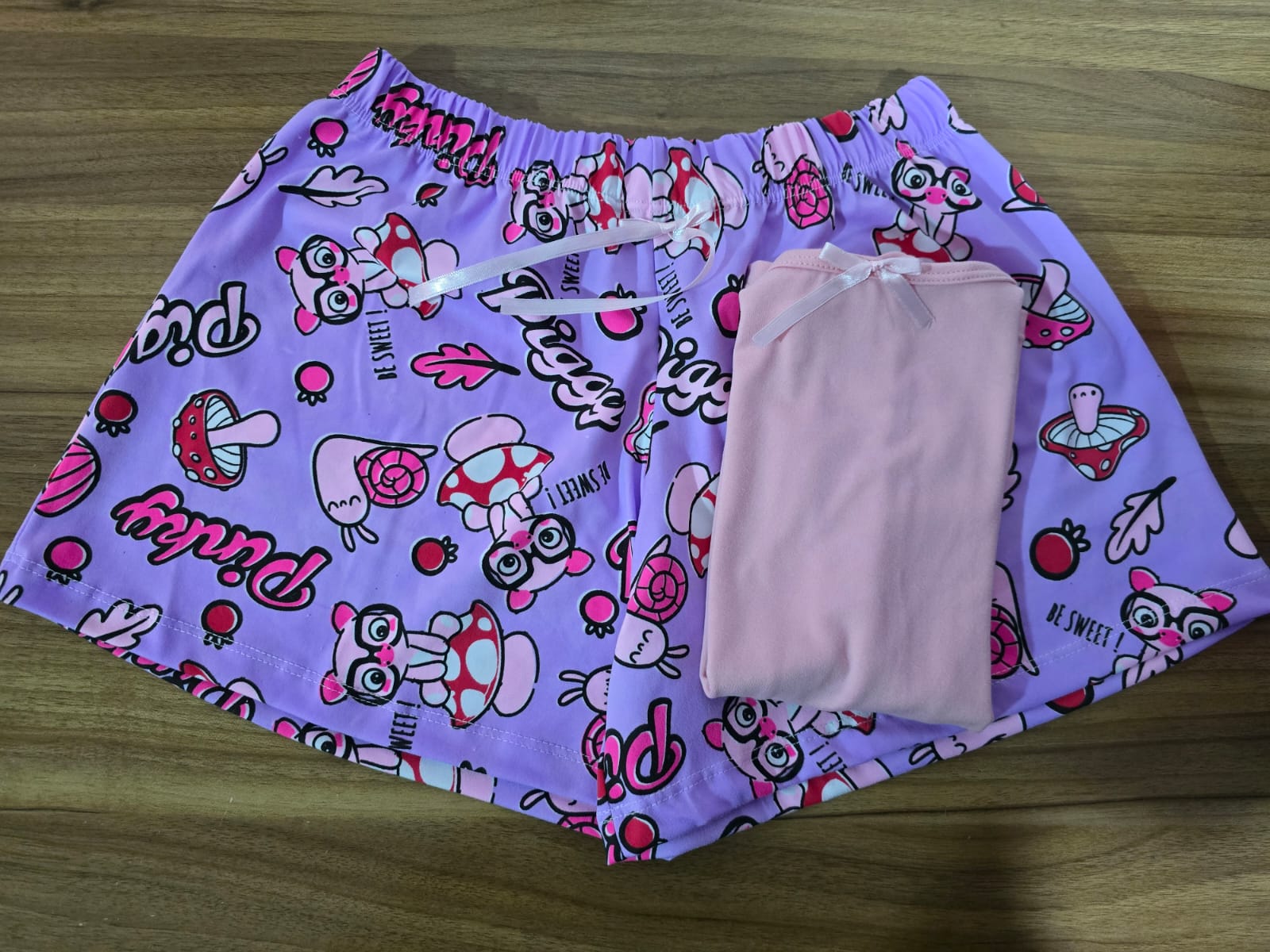 Pijama de short ruedo Piggy