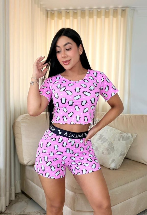 pijama de short balboa rosada